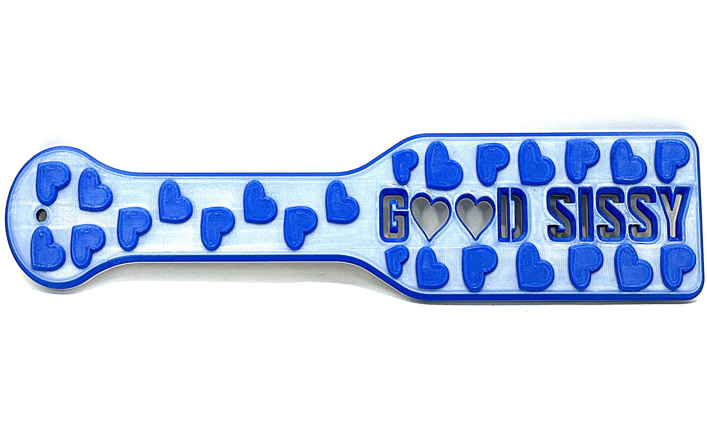 3D Printed Spanking Paddle GOOD SISSY Blue and Glow in the Dark