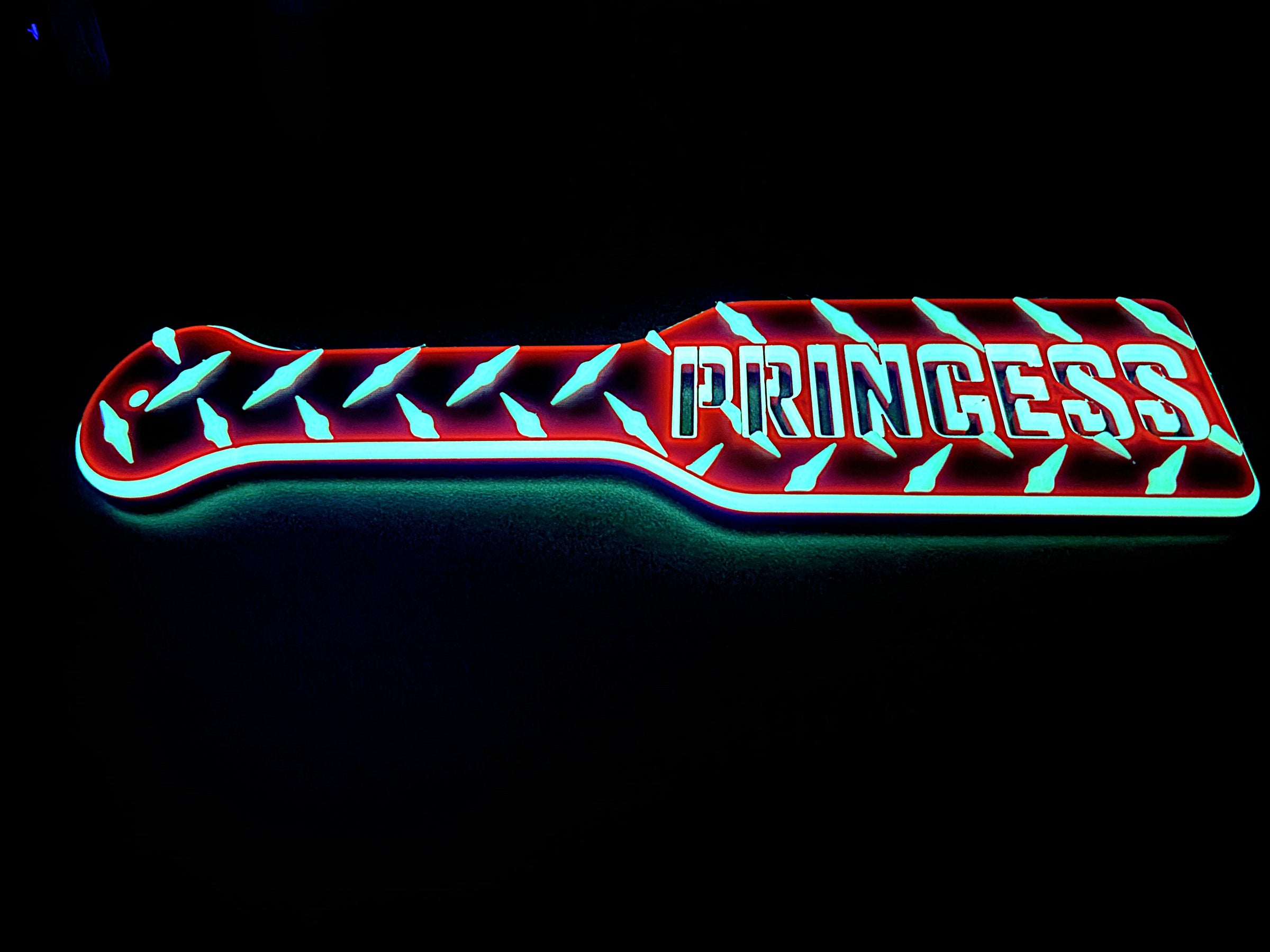 3D Printed Spanking Paddle Red and Glow in the Dark