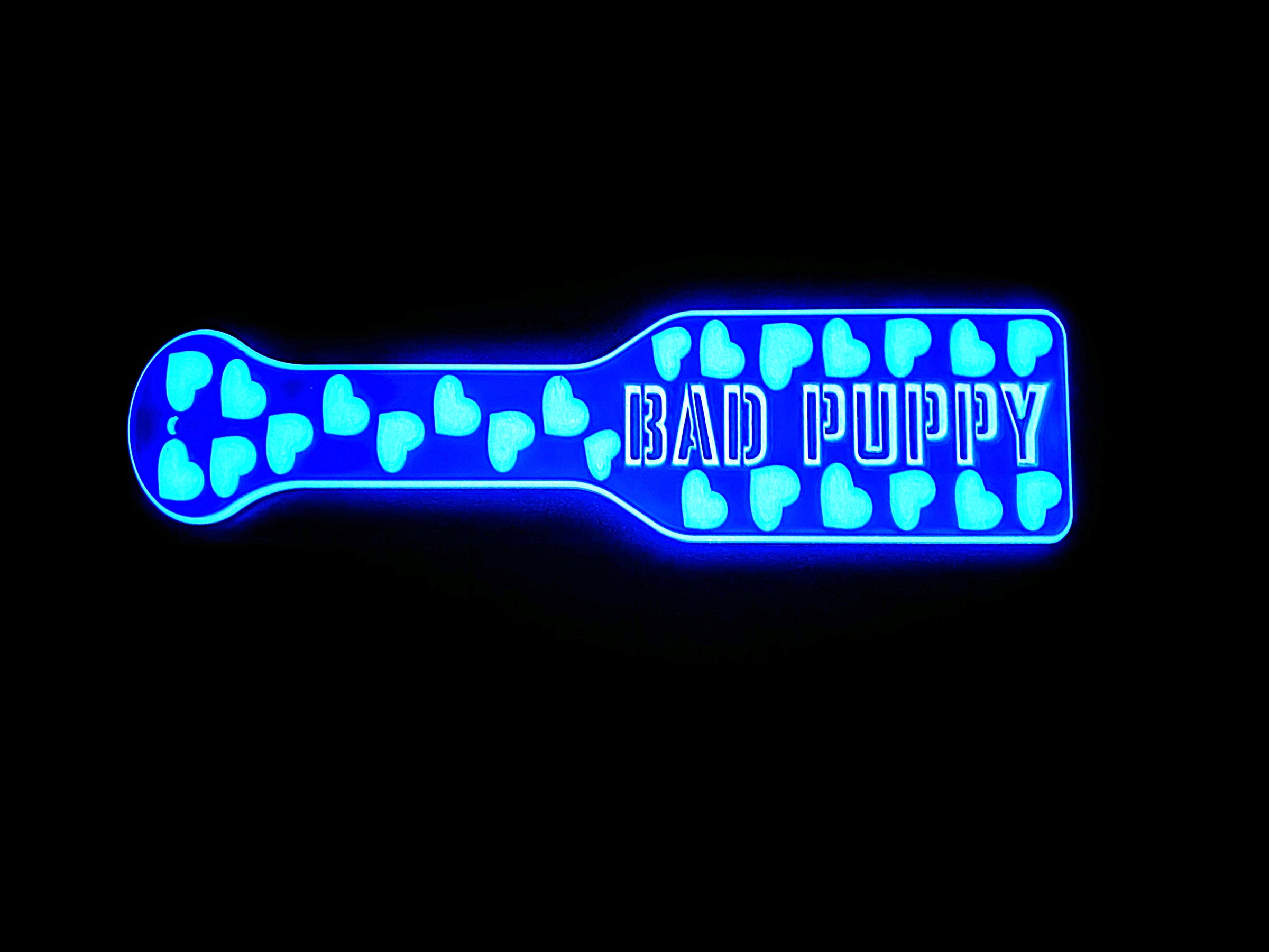 3D Printed Spanking Paddle BAD PUPPY Blue Glow in the Dark