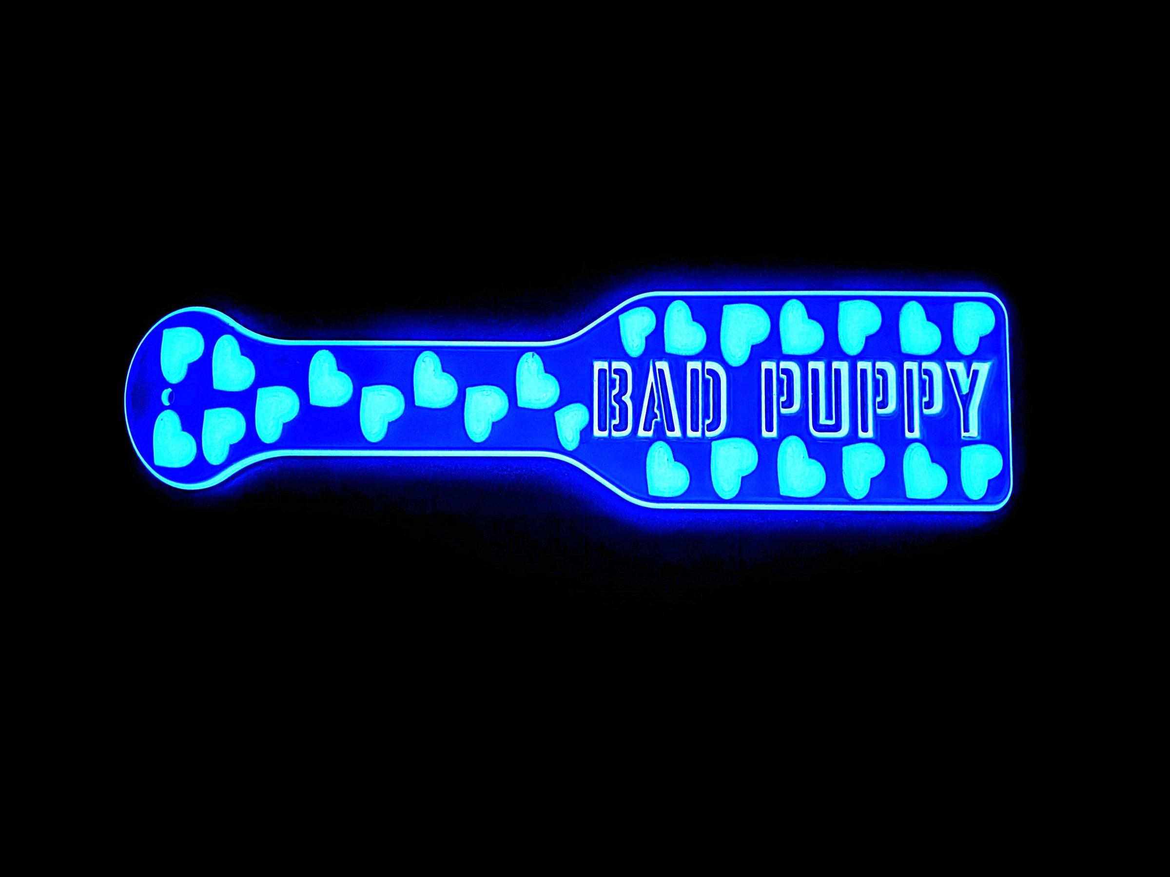 3D Printed Spanking Paddle BAD PUPPY Blue Glow in the Dark