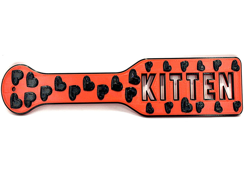 3D Printed Spanking Paddle KITTEN Red and Black