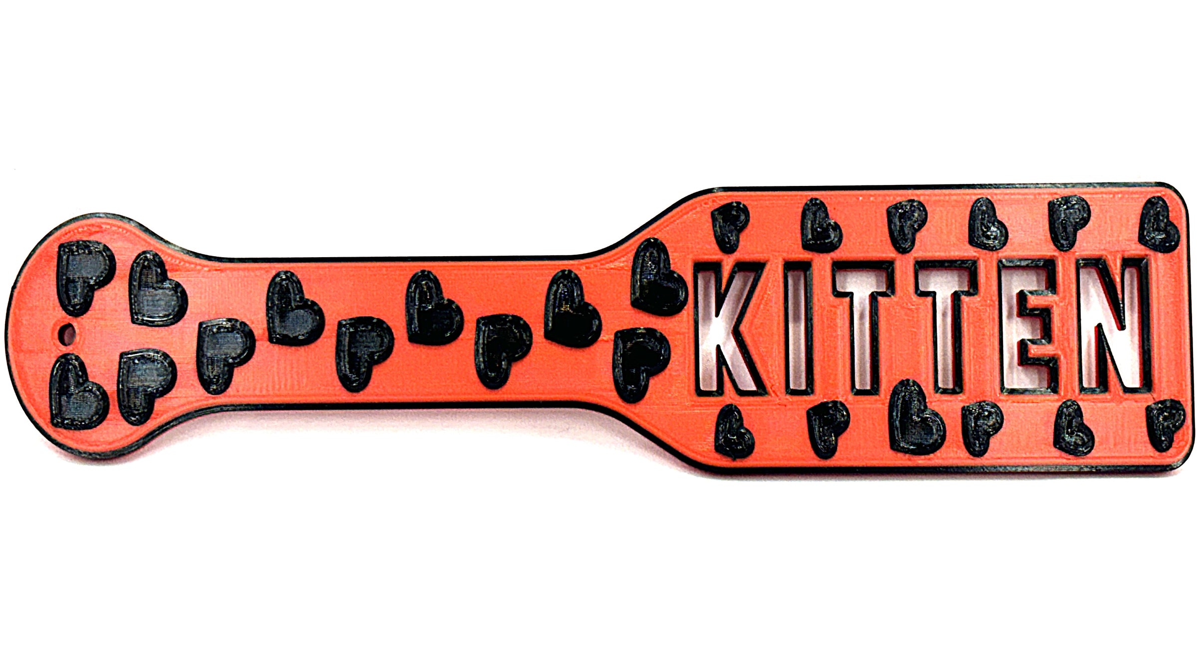 3D Printed Spanking Paddle KITTEN Red and Black