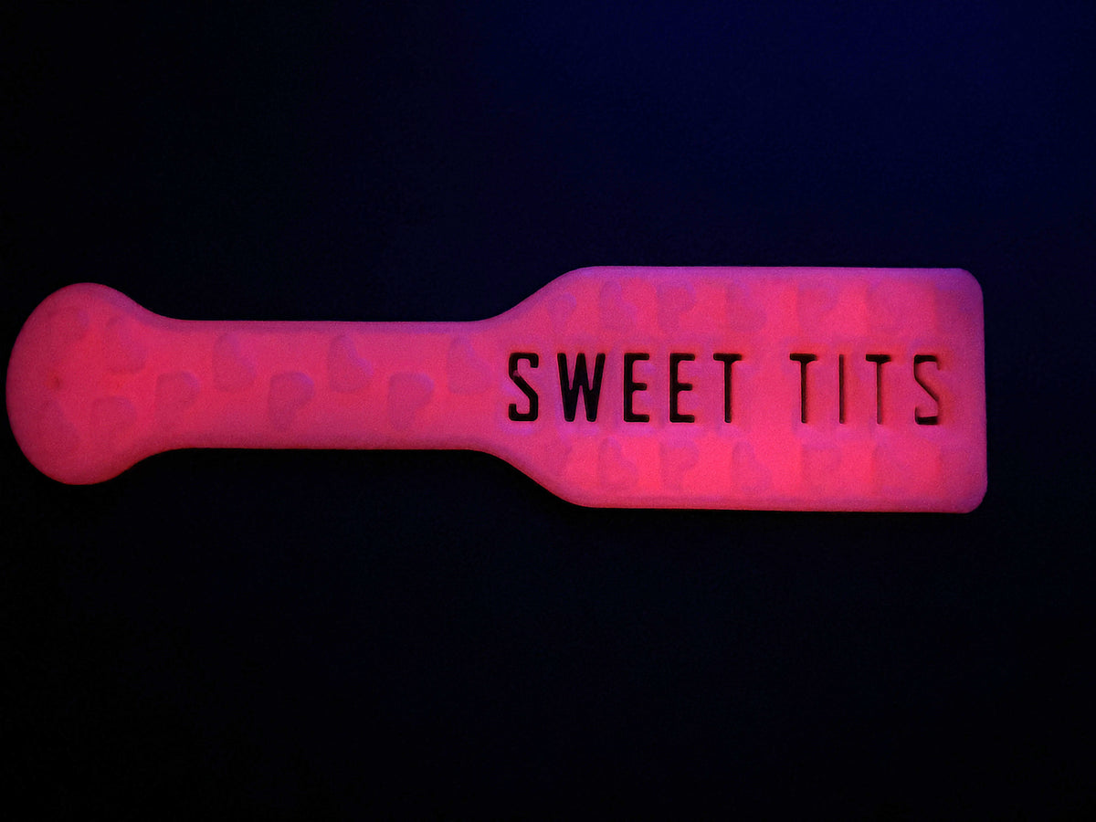 3D Printed BDSM Spanking Paddles Luminescent Red with Hearts