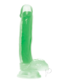 Lollicock Glow in the Dark Silicone Dildo with Balls 7in Green