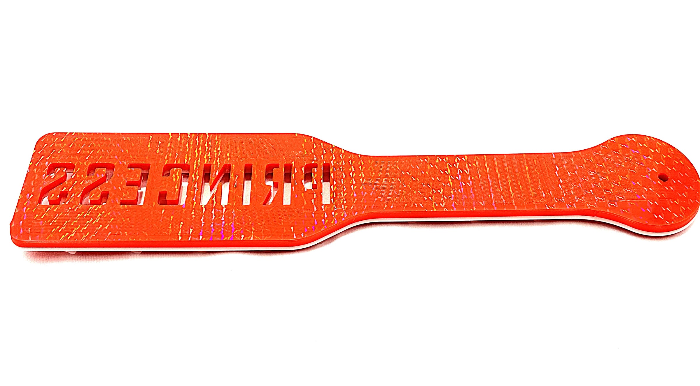 3D Printed Spanking Paddle Red and Glow in the Dark