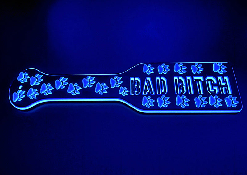 3D Printed Spanking Paddle BAD BITCH Orange Blue and Glow in the Dark