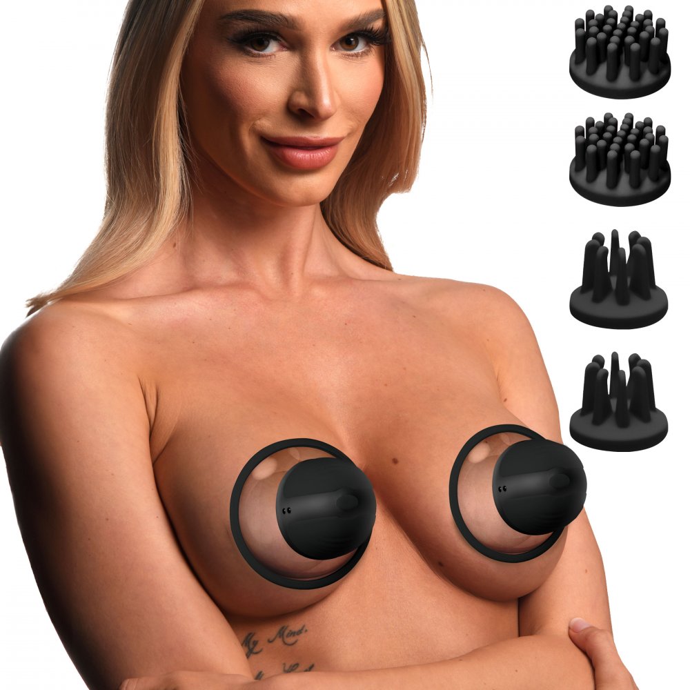 Size Matters 10X Rotating Rechargeable Silicone Nipple Suckers with 4 Attachments