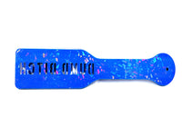 3D Printed Spanking Paddle DUMB BITCH Blue and Glow in the Dark