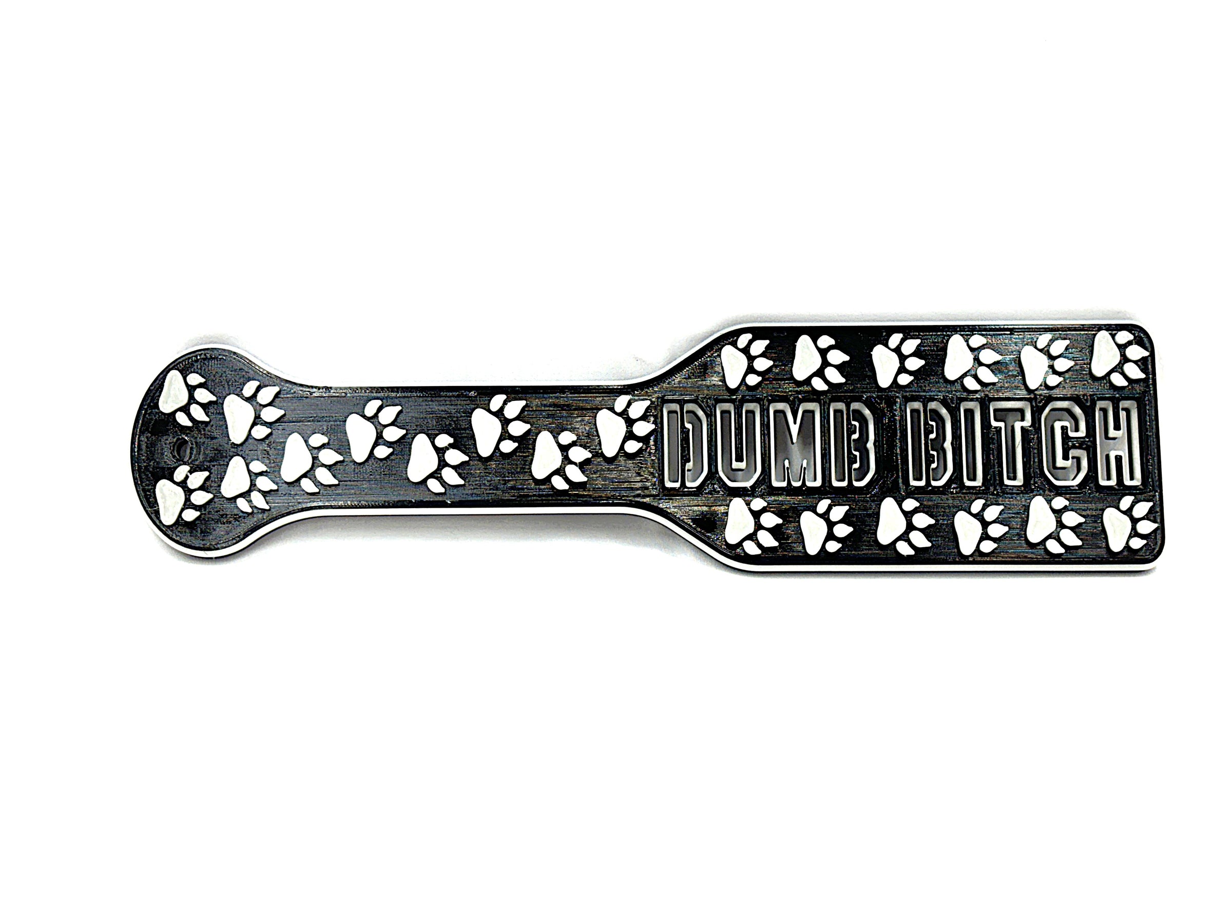 BDSM SPANKING PADDLES BLACK AND GLOW GREEN PAW PRINT