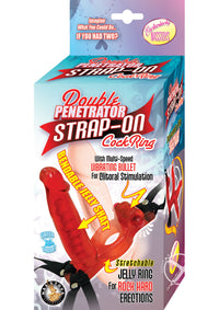 Double Penetrator Strap On C Ring - Red