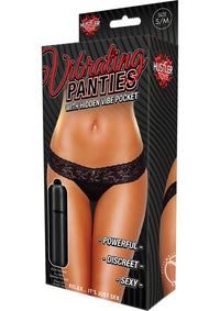 Vibrating Lace Thong Black S/m