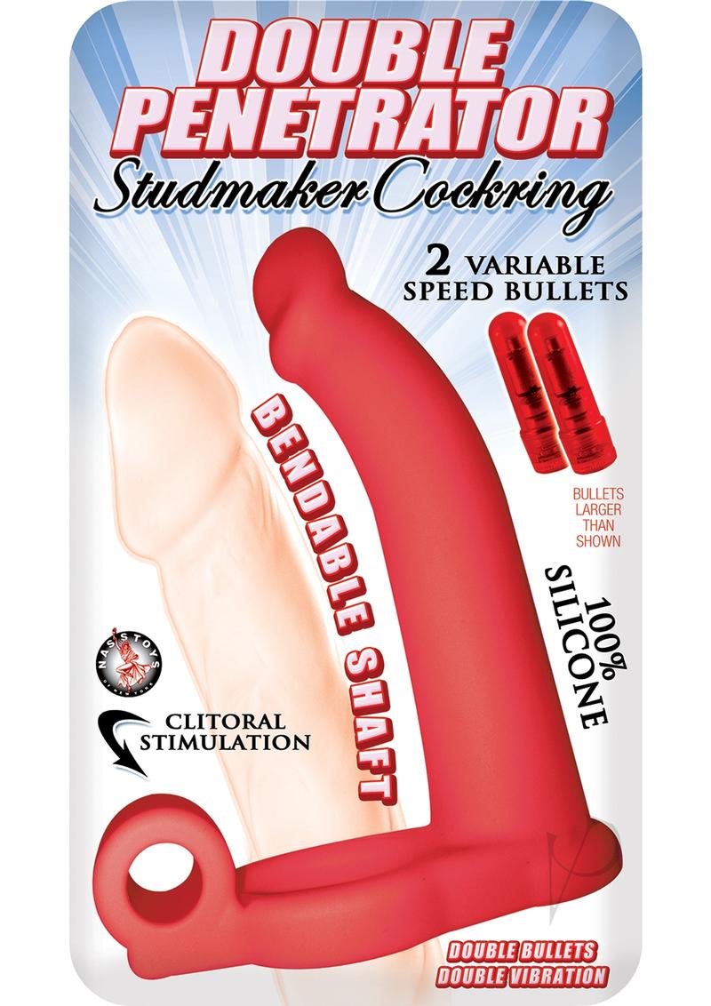Dbl Pen Studmaker Cockring Red