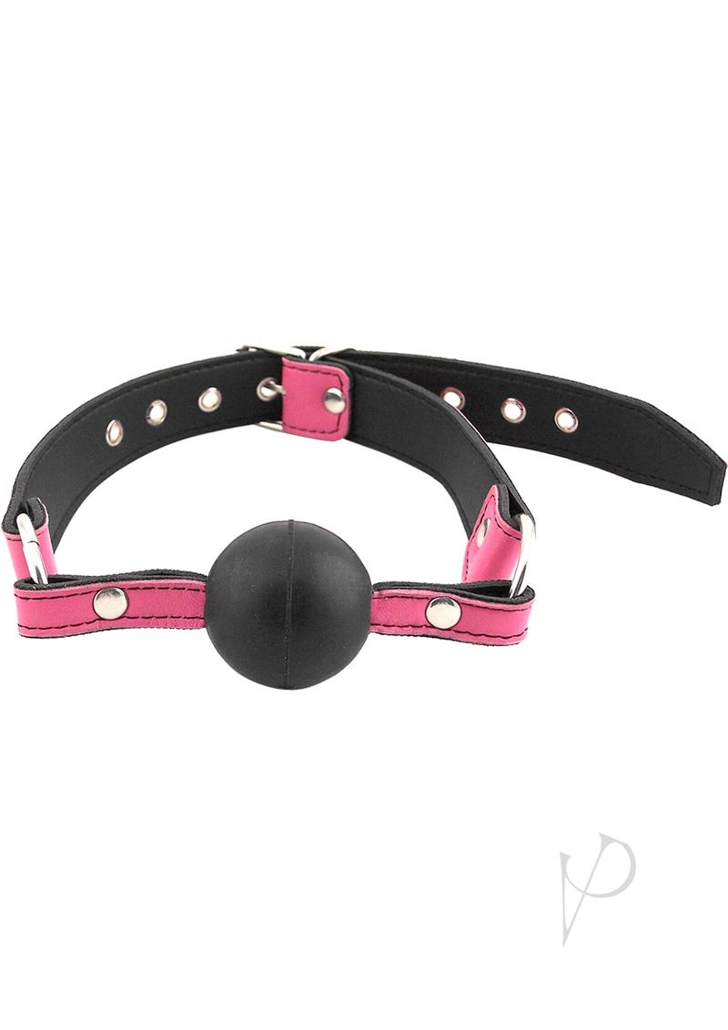 Rouge Leather Adjustable Ball Gag Pink and Black