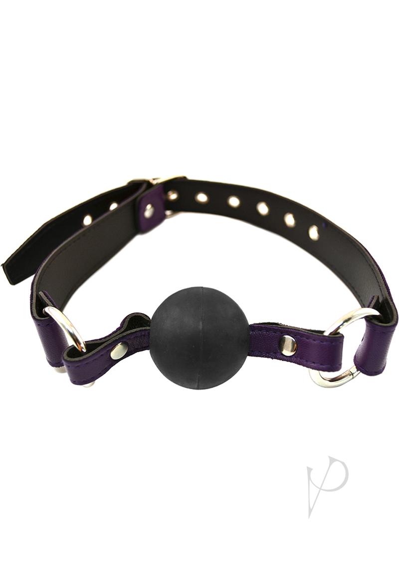 Rouge Leather Adjustable Ball Gag Purple and Black