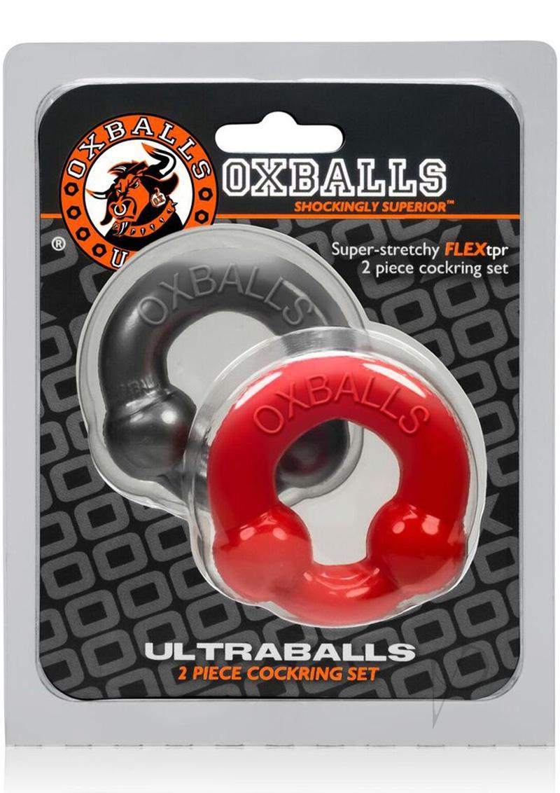 Ultraballs 2pk Cockring Steel/red