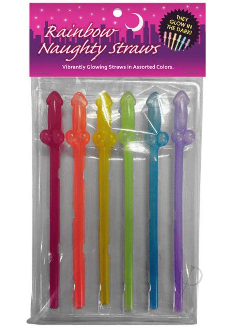 Gitd Rainbow Naughty Straws 6pk