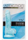 Addiction Toy Collection Luke Silicone Glow-In-The-Dark Dildo with Balls 7.5in Blue