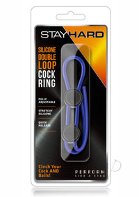 Stay Hard Silicone Dbl Loop Cockring Blu