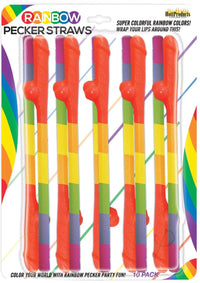 Rainbow Pecker Straws 10pk