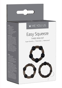 Myu Easy Squeeze Cock Ring Set Black Os