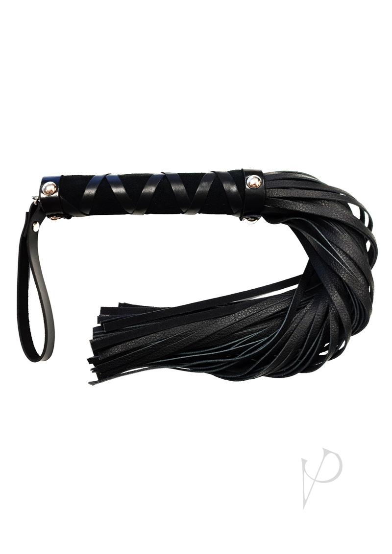 Rouge Short Leather Flogger W/studs Blk