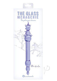 Glass Menage Unicorn Dildo Purple