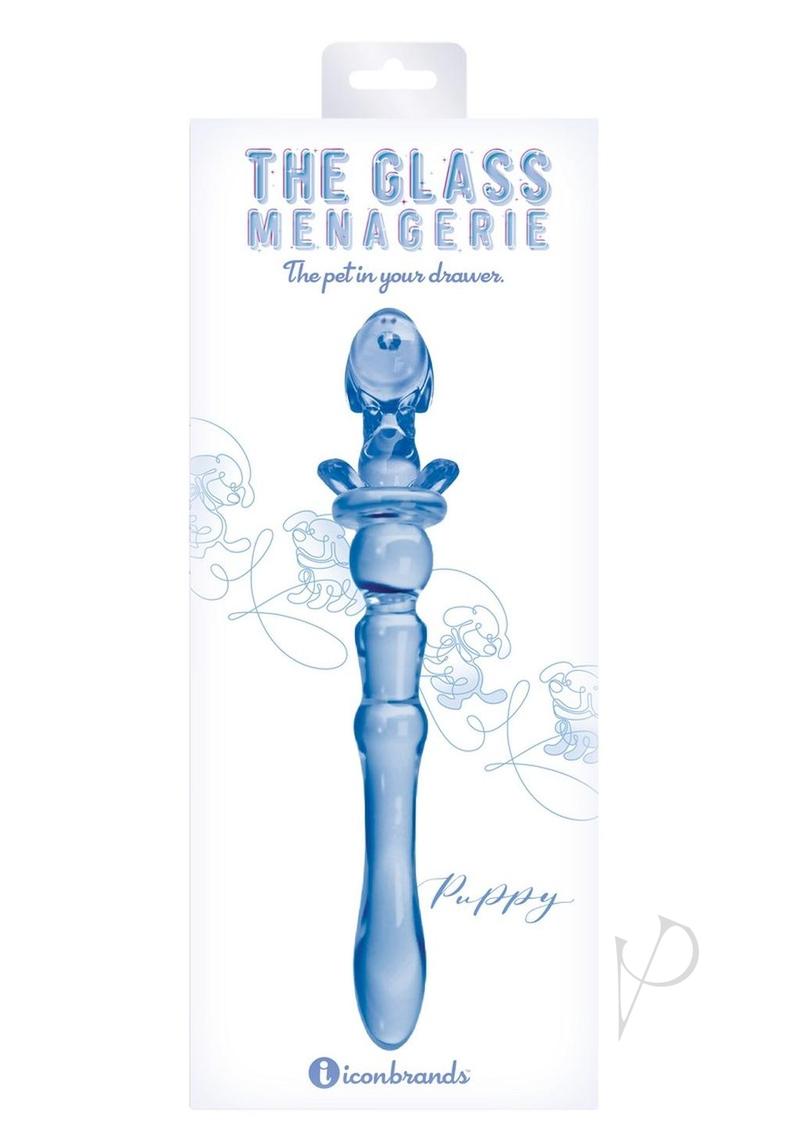 Glass Menage Puppy Dildo Blue