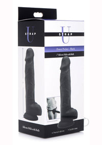 Strap U Silicone Dildo W/balls Black