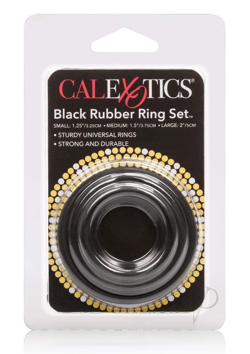 Rubber Cock Ring Black 3 Piece