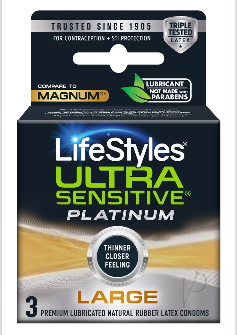 Lifestyles Sensitive Plat Lrg 3`s(disc)