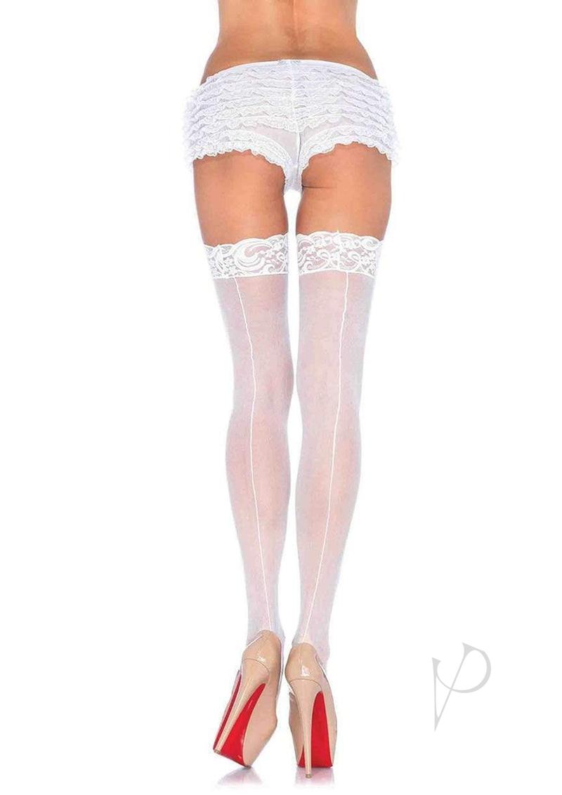 Sheer Stocking W/backseam Lace Os White