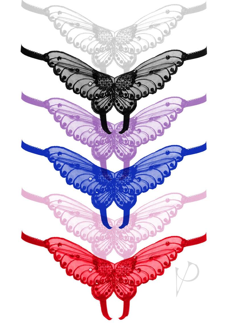 Butterfly Crotchless Pearl 12pk Os Asst