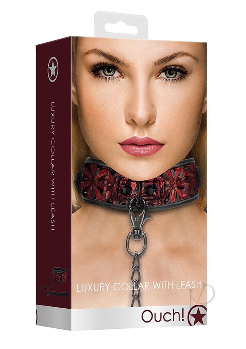 Ouch Luxury Collar W/leash Burgundy