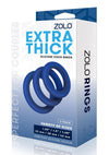 Zolo Extra Thick Cock Ring 3pk Navy