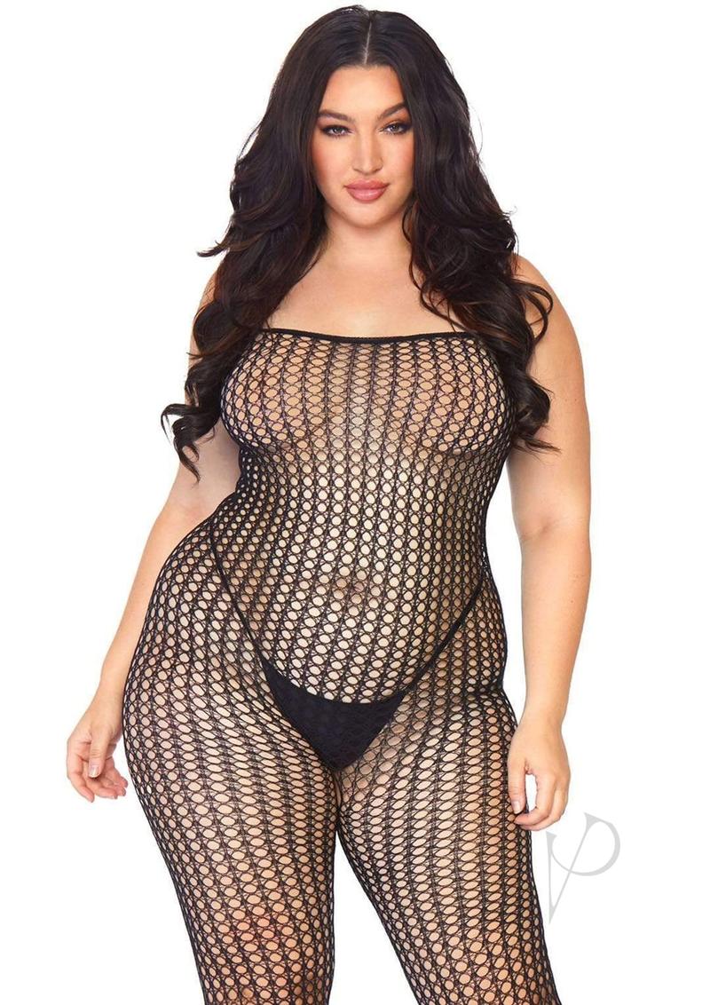 Seamless Crochet Bodystocking Plus Black