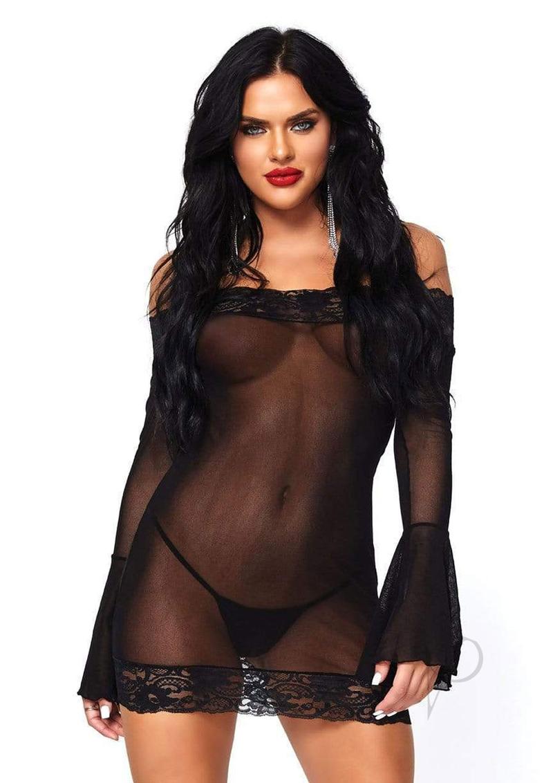 Off Shoulder Mini Dress 2pc Os Black