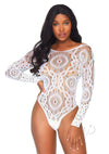 Crochet Lace Crotch Thong Teddy M/l Whit