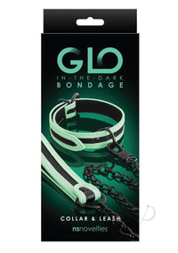 Glo Bondage Collar/leash Green