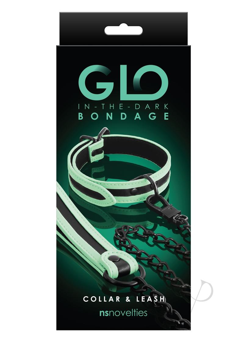 Glo Bondage Collar/leash Green