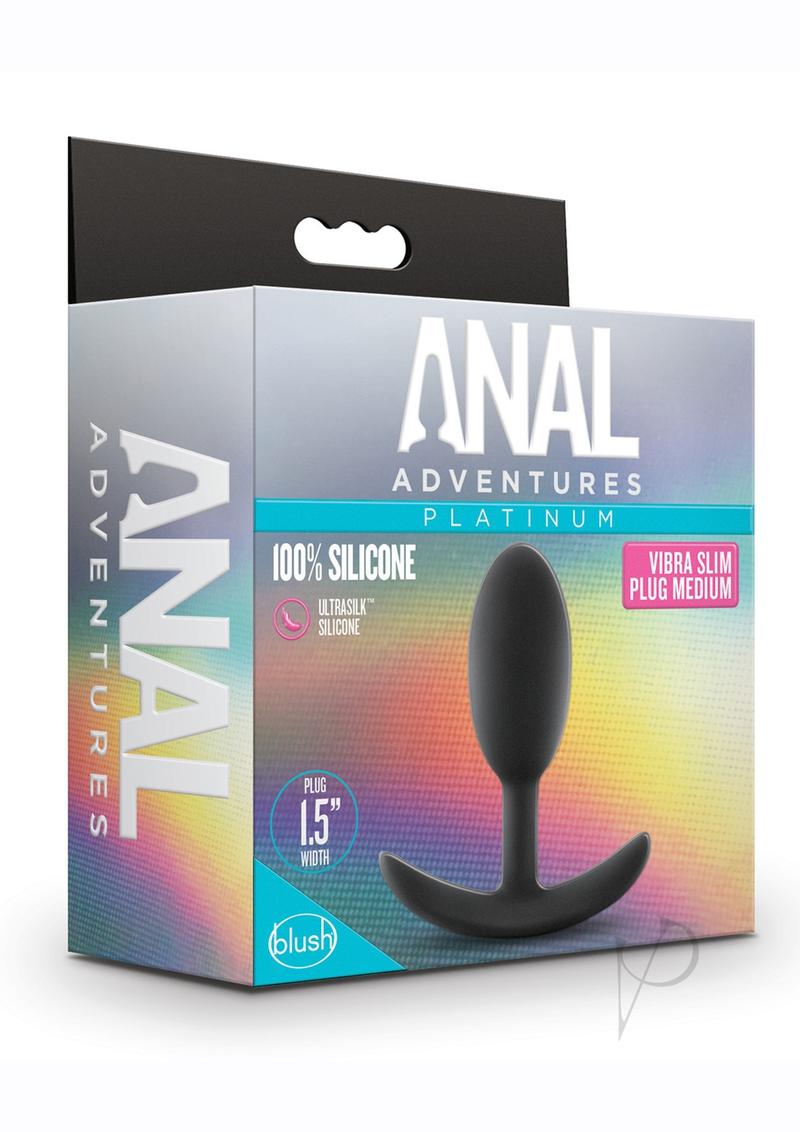 Anal Adventure Sil Vibr Slim Plug Md Blk