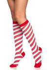 Candy Cane Lurex Knee High Os Red/wht