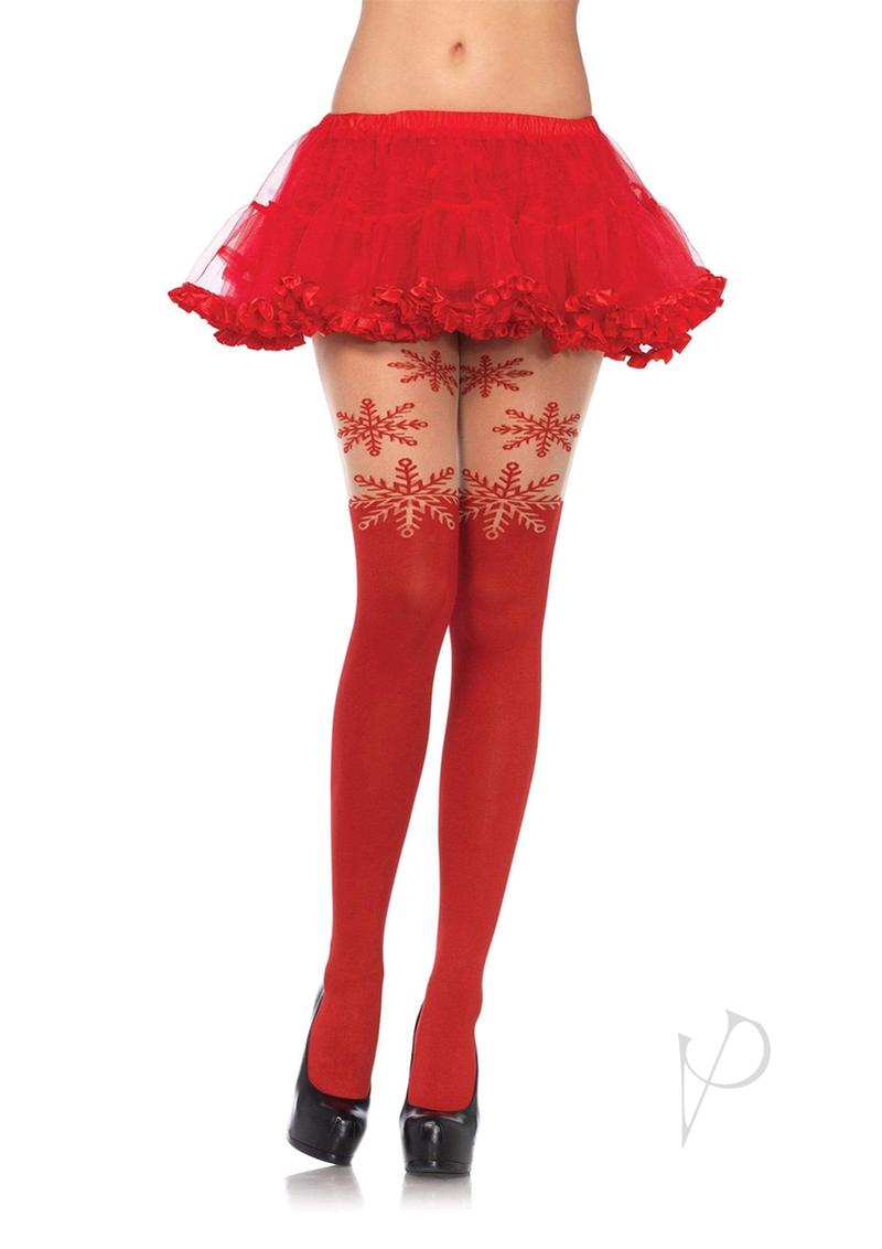 Spandex Snowflake Hose Accent Os Red