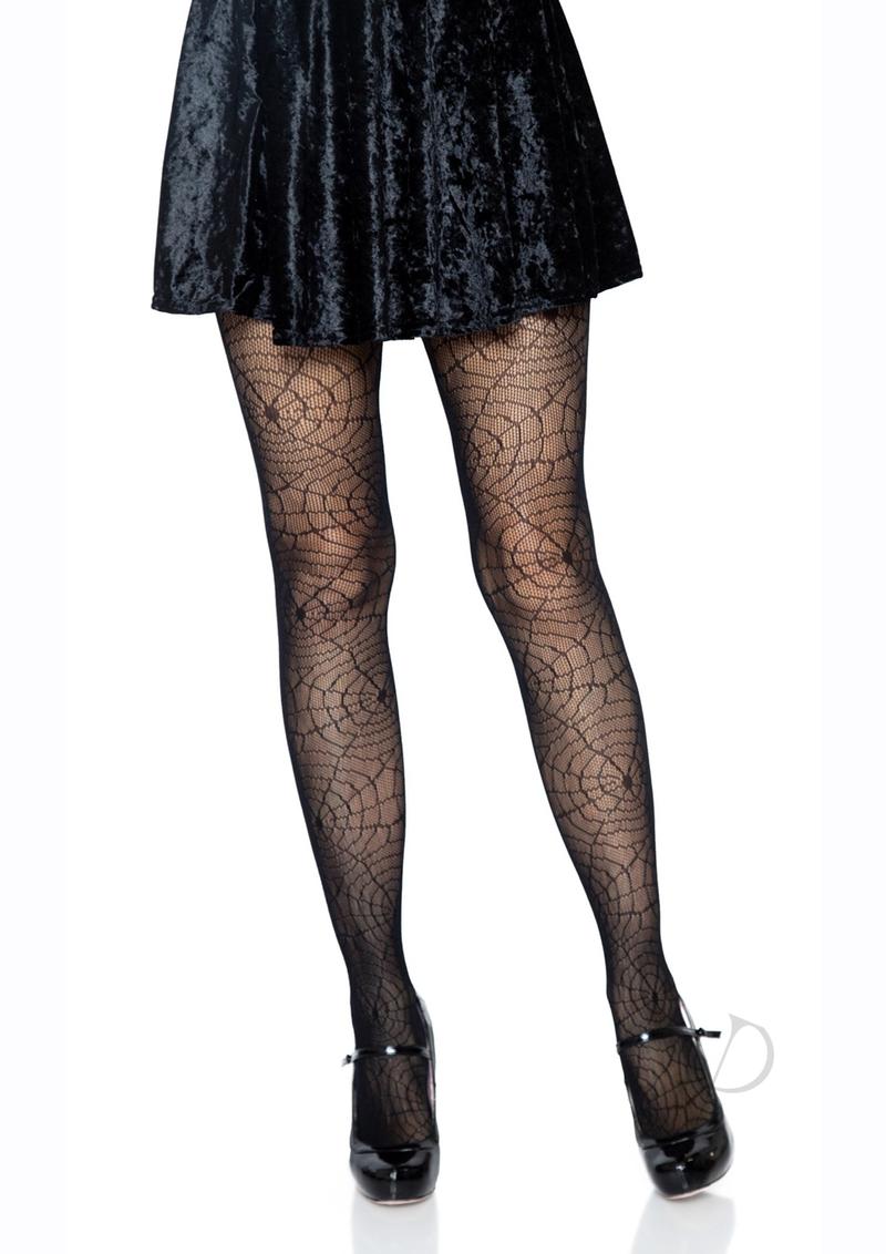 Spider Lace Pantyhose Os Black