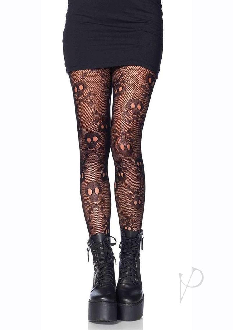 Pirate Booty Skull Net Hose Os Black