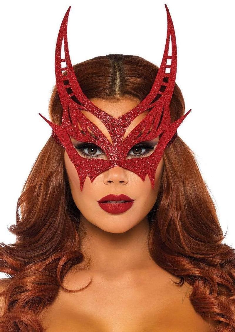Glitter Devil Mask Os Red