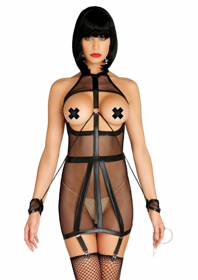 Wet Look Fishnet Kit M/l Black(disc)