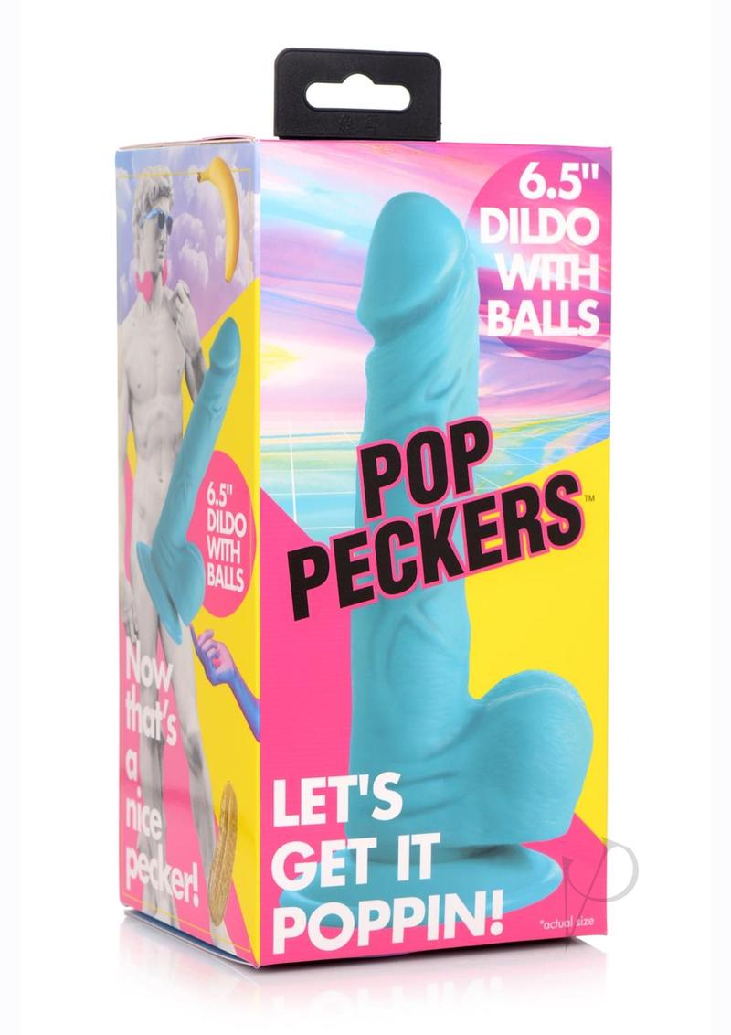 Pop Peckers Dildo W/balls 6.5 Blue