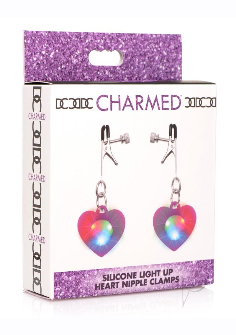 Charmed Light Up Heart Nip Clamps Purple