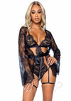 Eyelash Lace Garter Teddy 3pc Md Blk