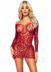 Crochet Long Sleeve Mini Dress Os Burg